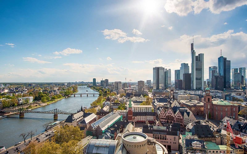 Vista de Frankfurt na Alemanha 