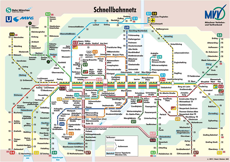 Mapa do transporte em Munique