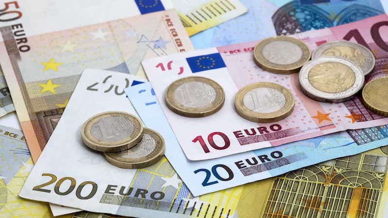 Notas e moedas de euro na Alemanha