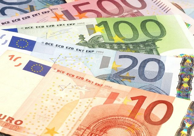 Notas de euro em Munique